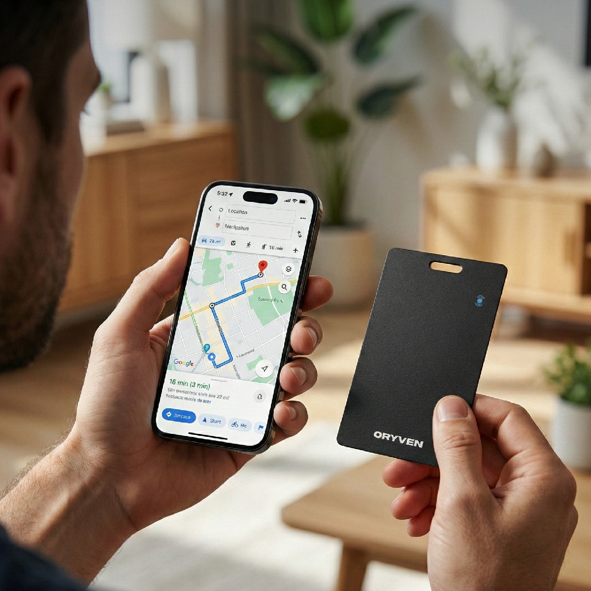 ORYVEN™  Smart Wallet Tracker Card for iOS (Apple Find My)